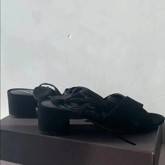 NWT Brian Atwood Black Tie-up Suede Sandals - Picture 7 of 7